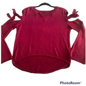 Express hi-lo sweater cold shoulder